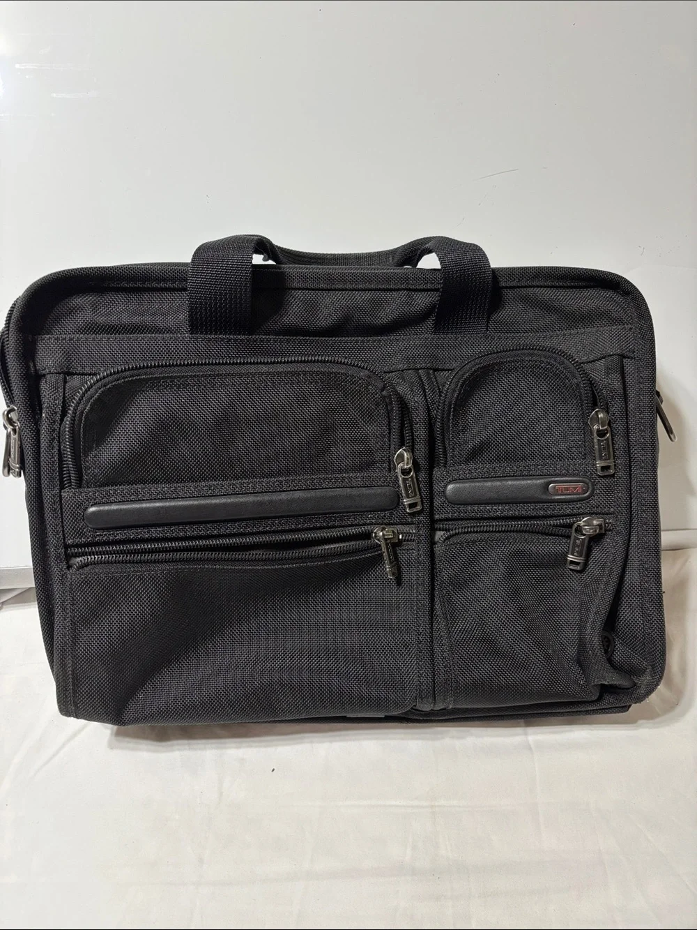 Black Men's Laptop Briefcase Bag with Multiple Front Pockets